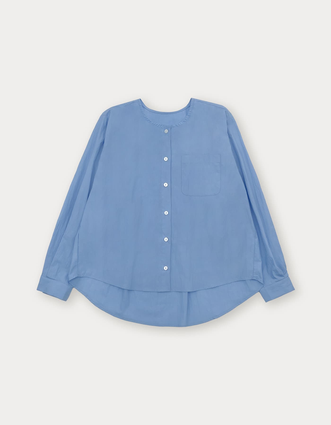 Shell Button Round Shirt - Blue