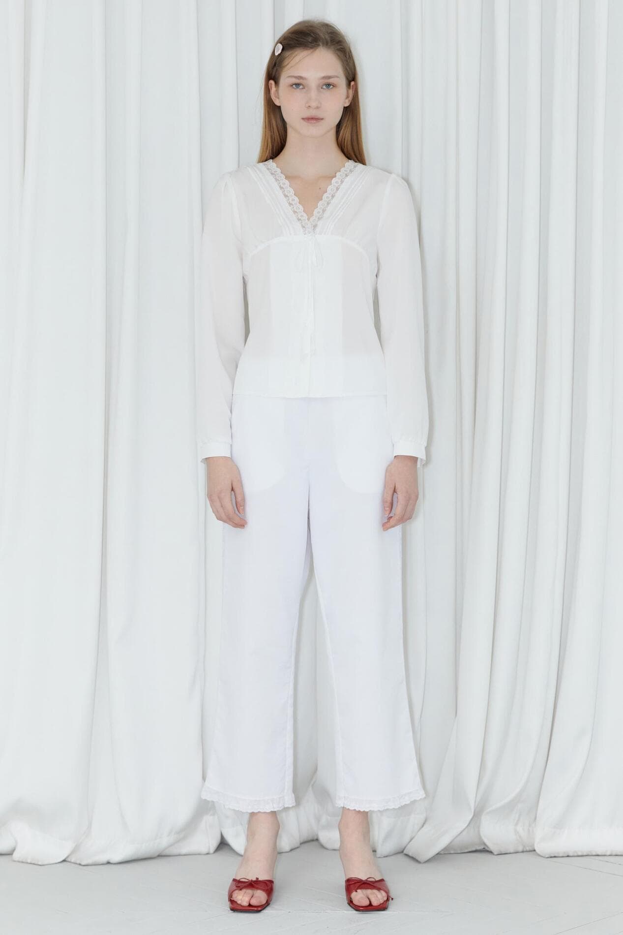 Lace String Pants (White)