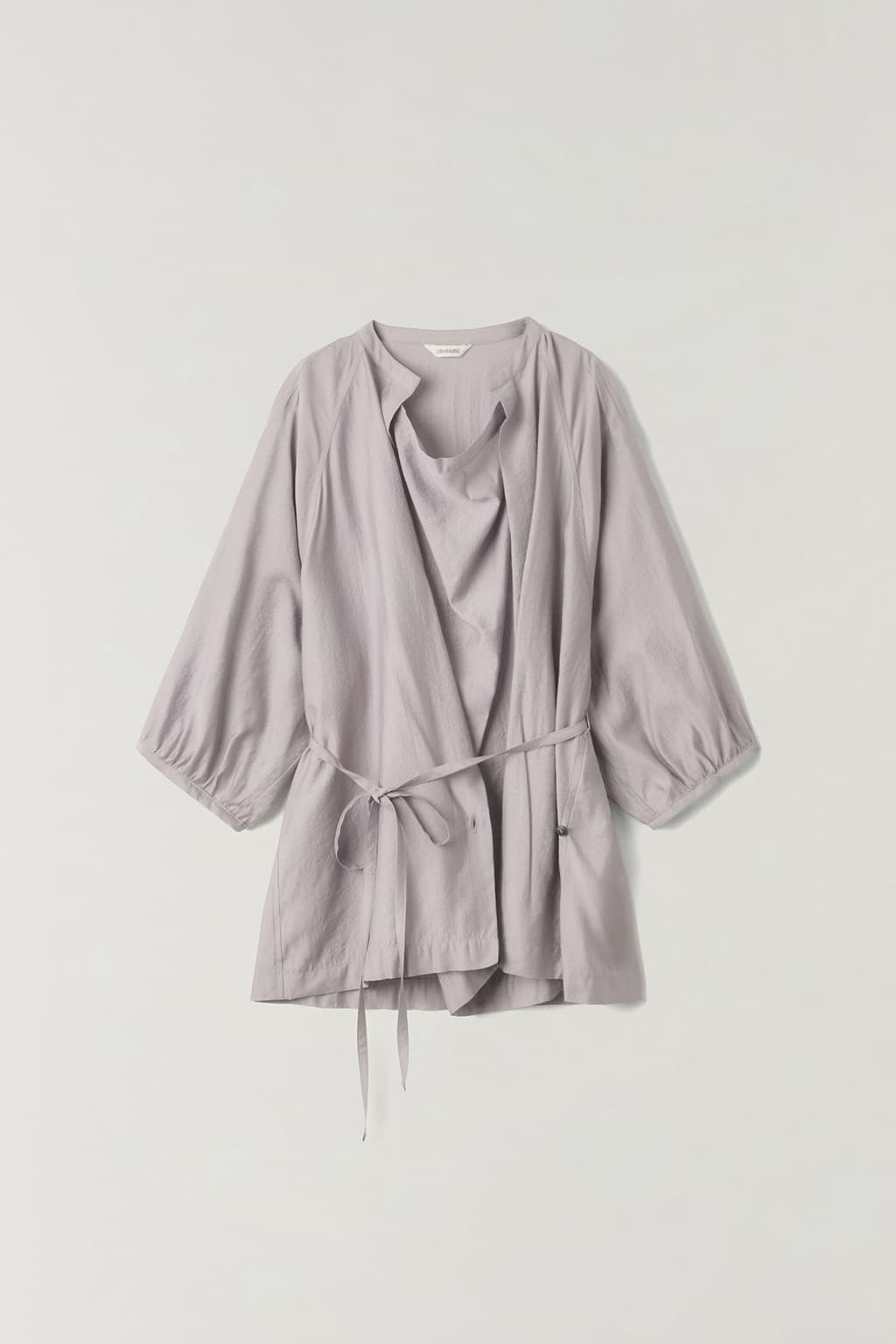 텐셀 드레이프 리본 블라우스 TAUPE GREY