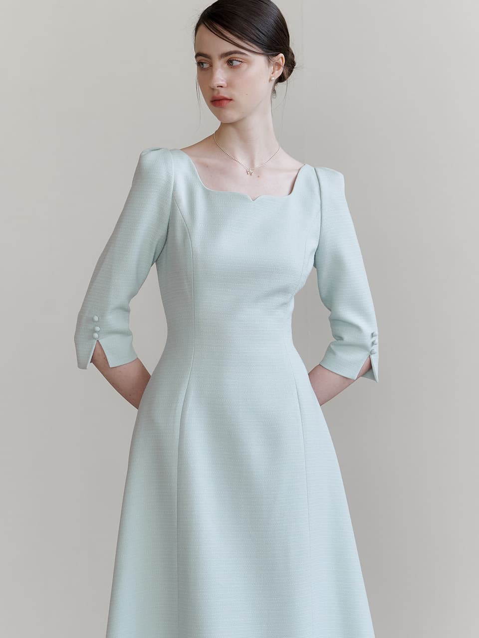 Cocktail Heart Neck Dress(4color)