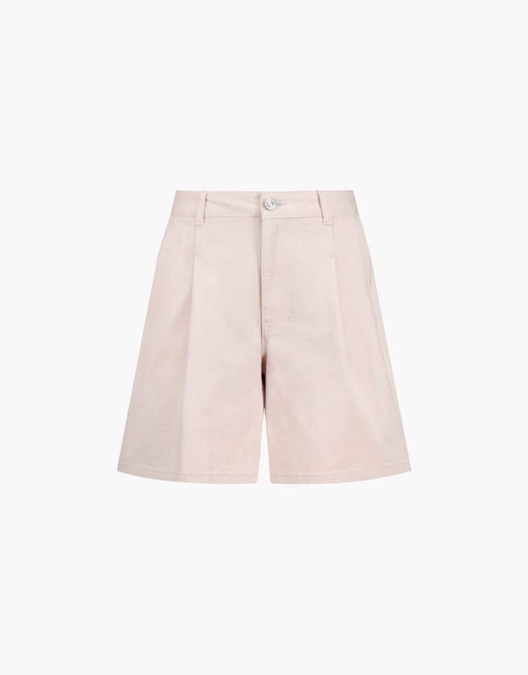 pintuck color half pants - light pink