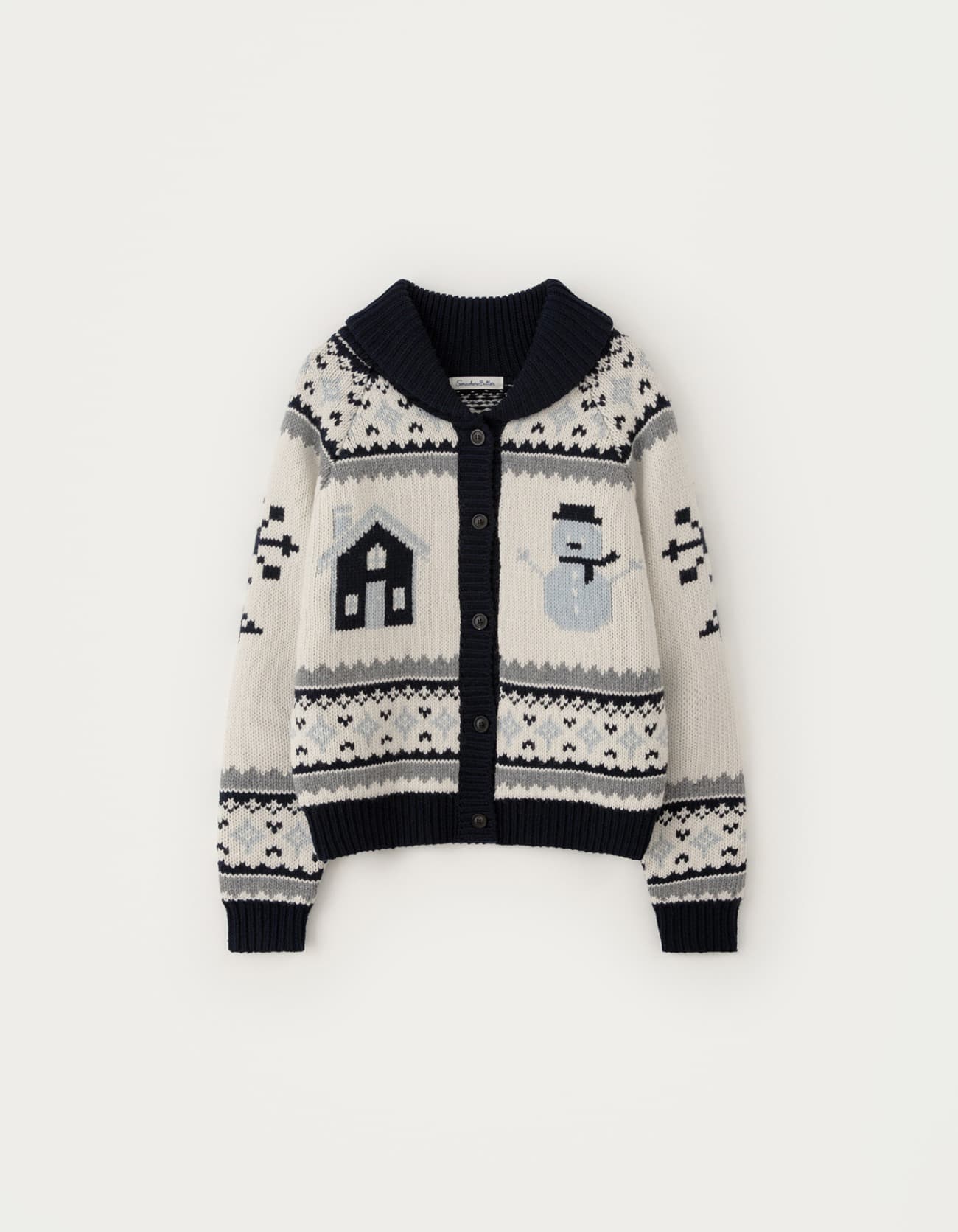 Snowman Nordic Wool Cowichan Cardigan - Ivory