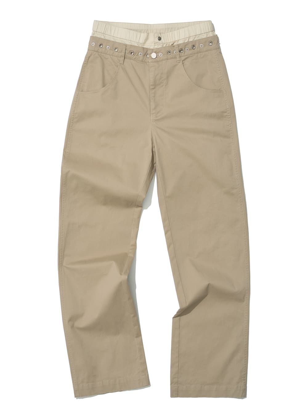 2WAY METAL POINTED DOUBLE WAIST PANTS_BEIGE