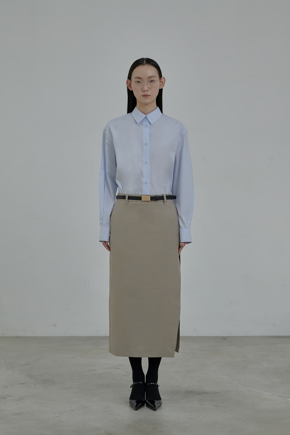 Slit Long Suit Skirt - Beige