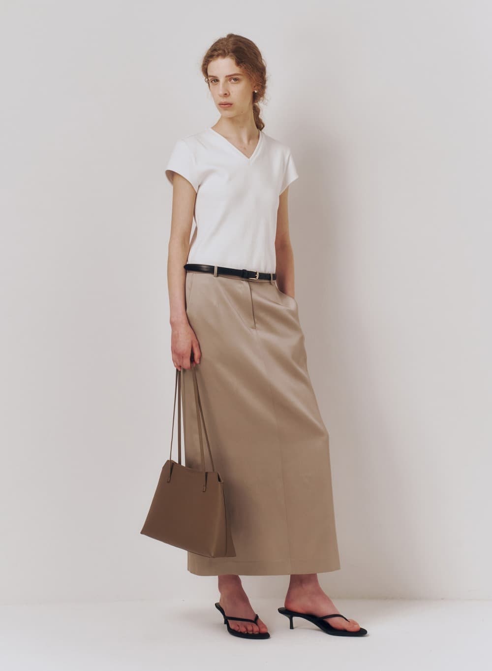 Flavia Skirt Satin Taupe