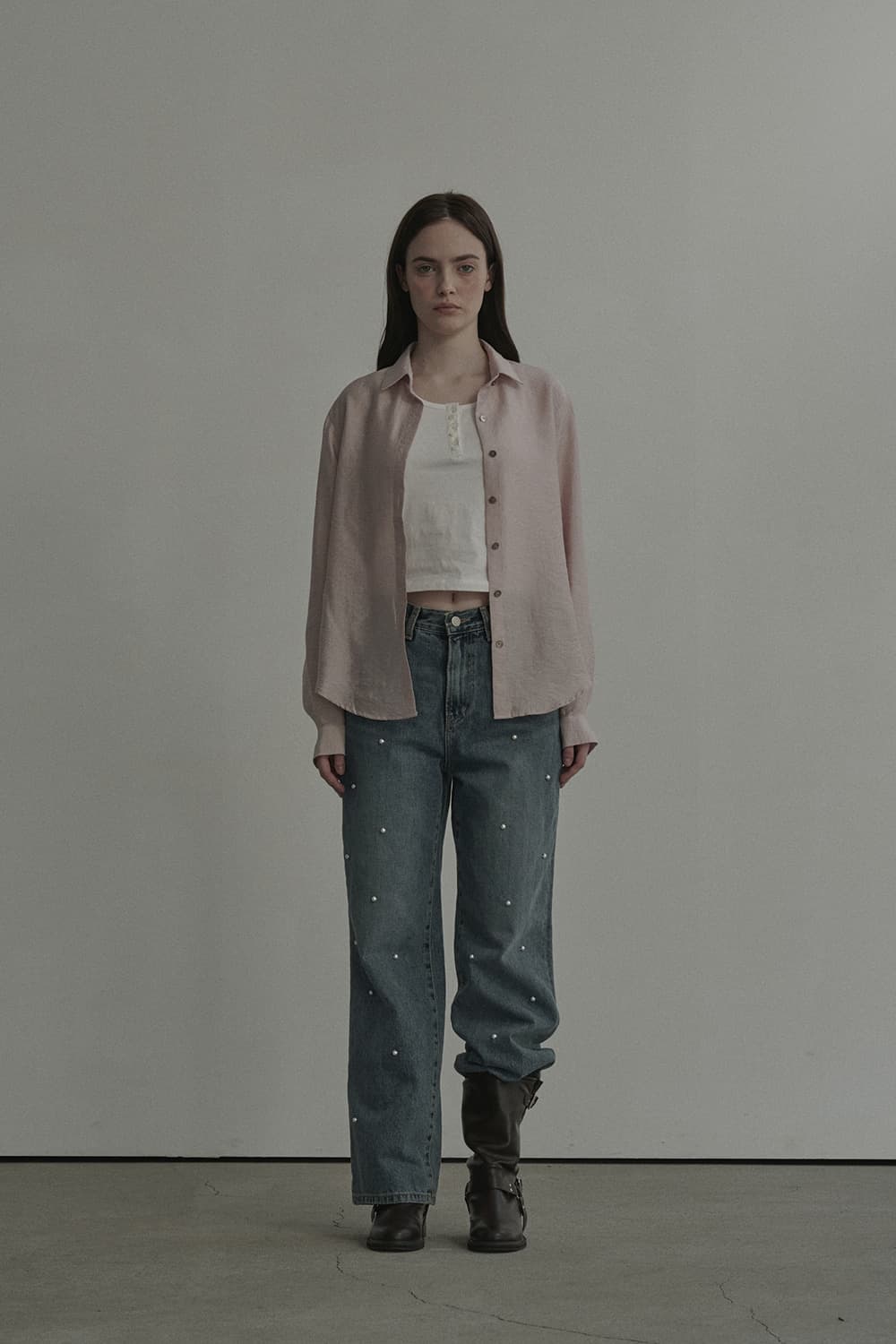 Moonlit Pearl Carter Straight Denim Jean - Mid Blue