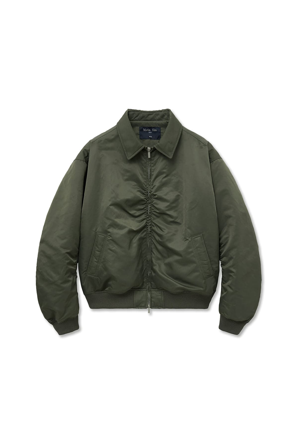 APPLIQUE LOGO SHIRRING BOMBER JUMPER FOR MEN IN KHAKI