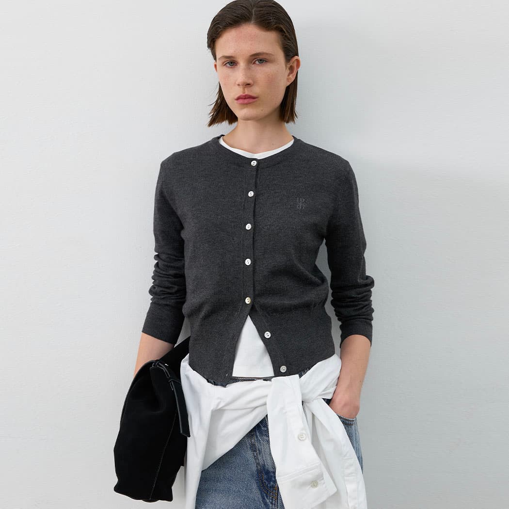 (Z-CD-2147)ESSENTIAL WOOL KNIT CARDIGAN
