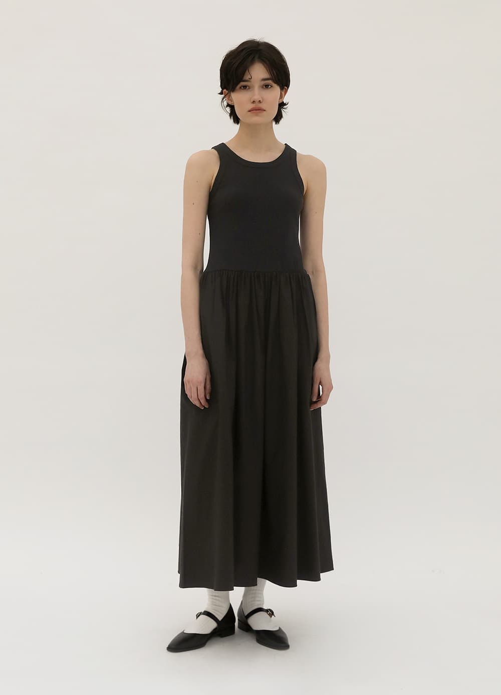 Cotton Sleeveless Dress - Black