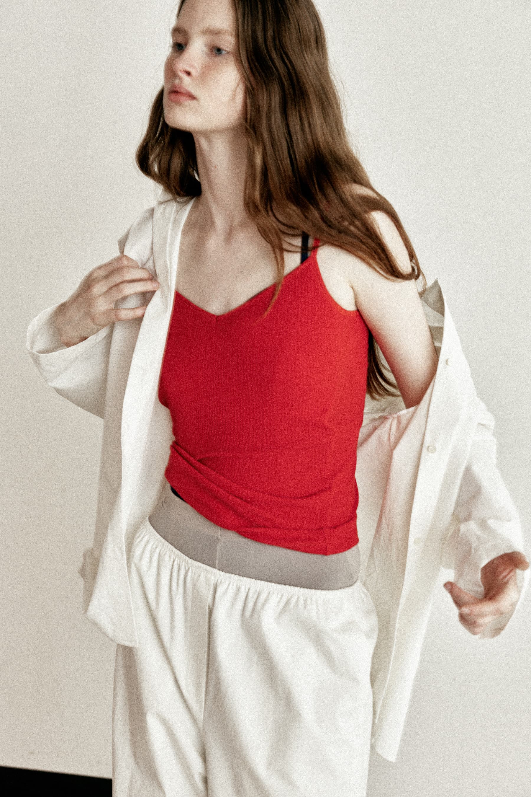 BASIC RIBBED TANK TOP [RED]
