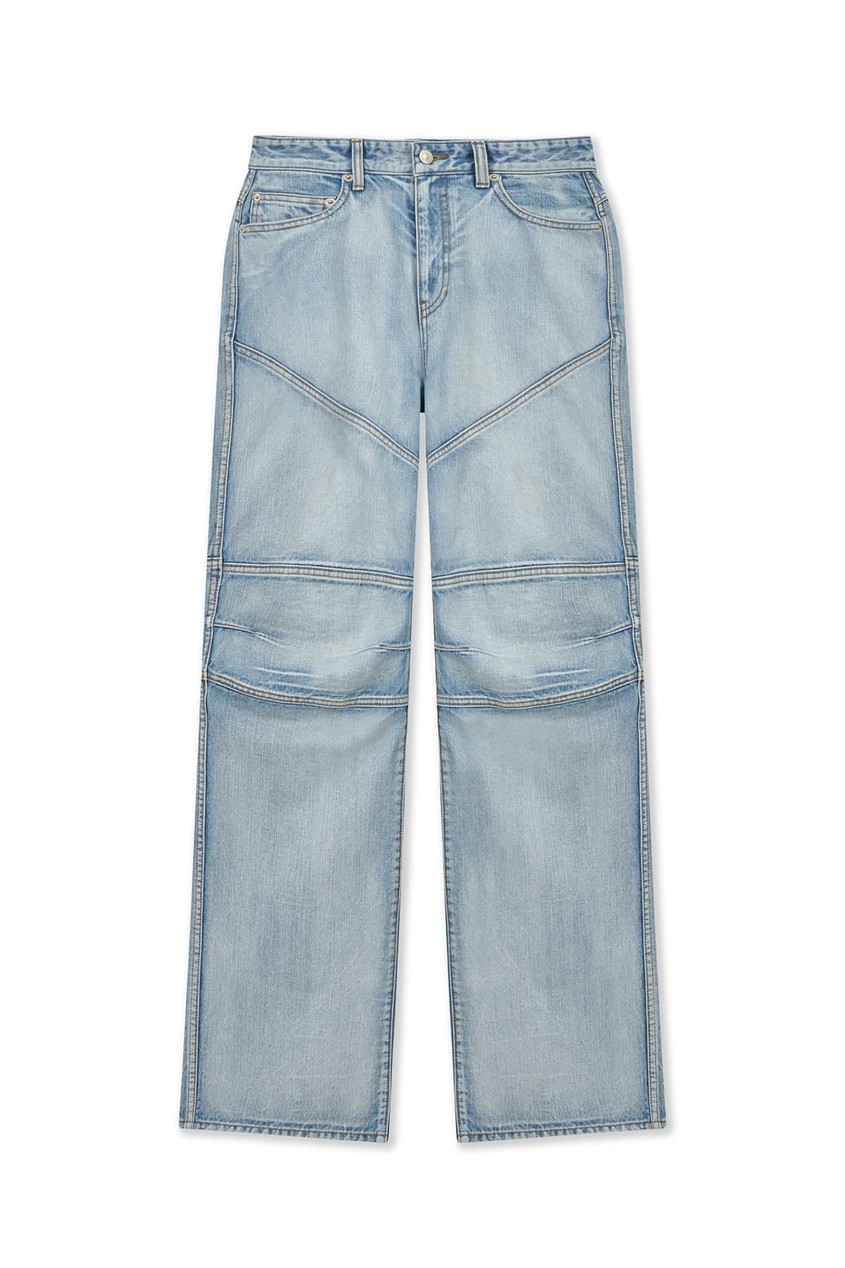 PANEL SEMI WIDE DENIM PANTS IN LIGHT BLUE