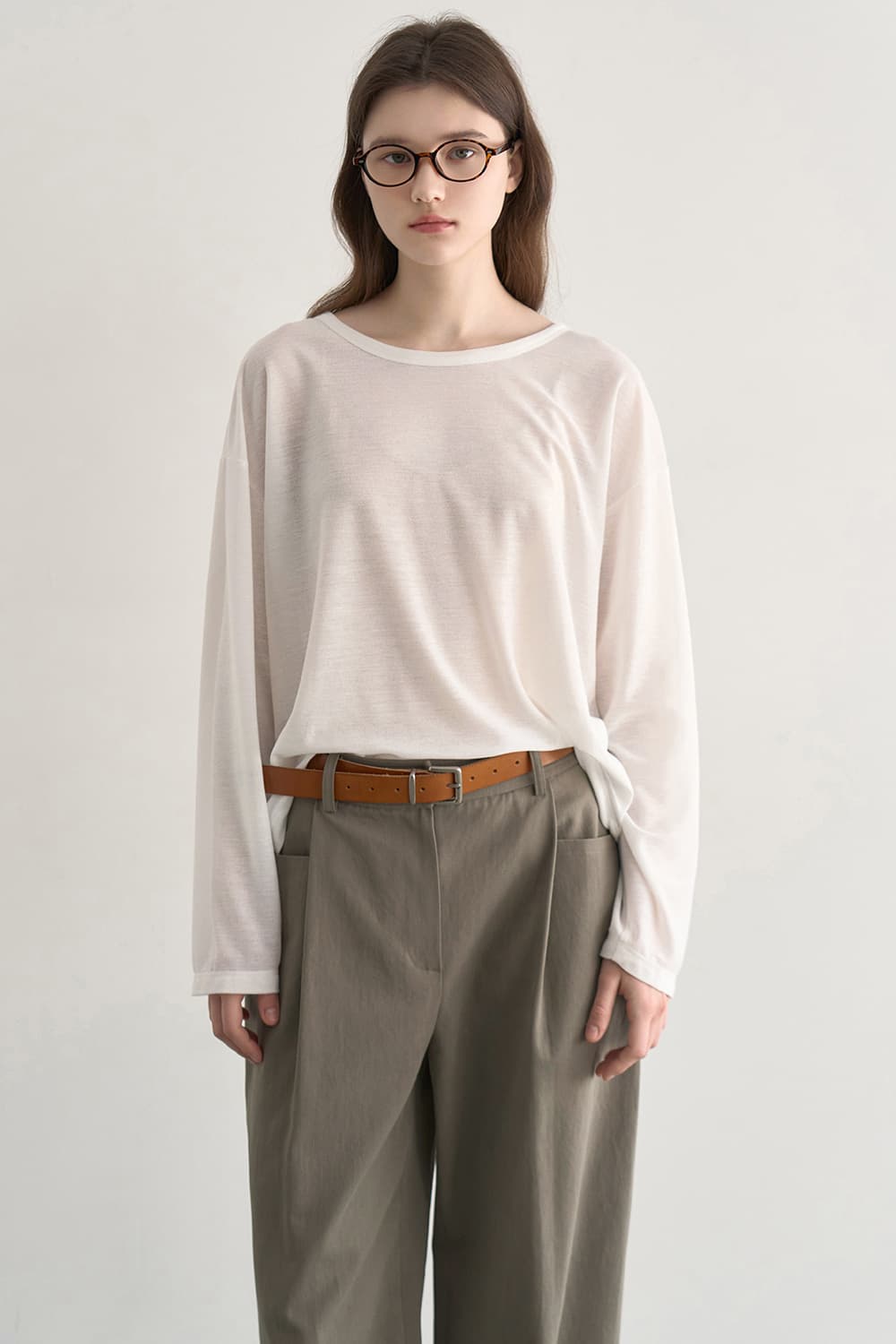 Tencel-blend 2-way t-shirt White [N6PSTS01]