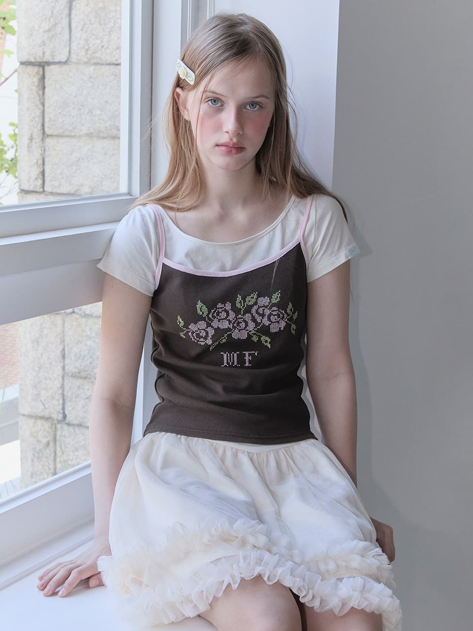 BOAT SHIRRING T-SHIRT (CREAM)
