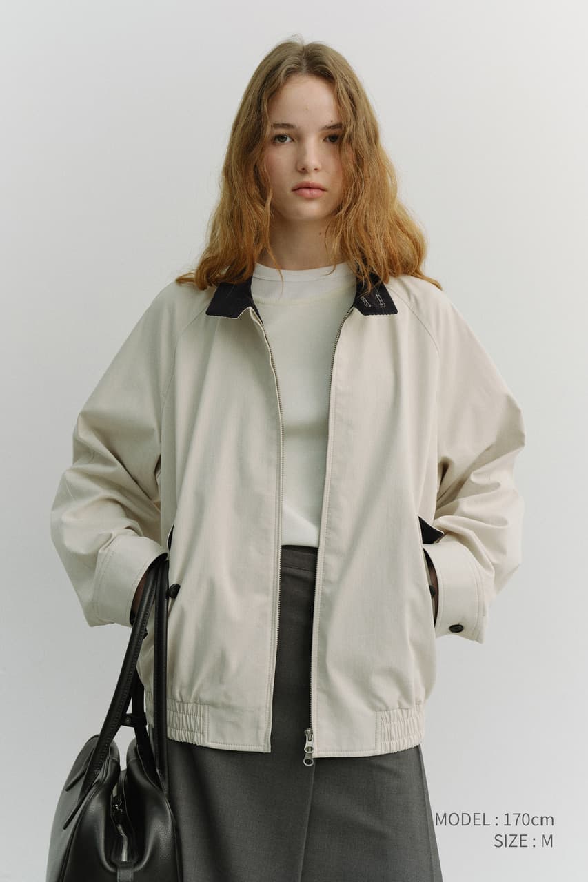 UNISEX MODERN HARRINGTON JACKET CREAM_UDJU6A111CR