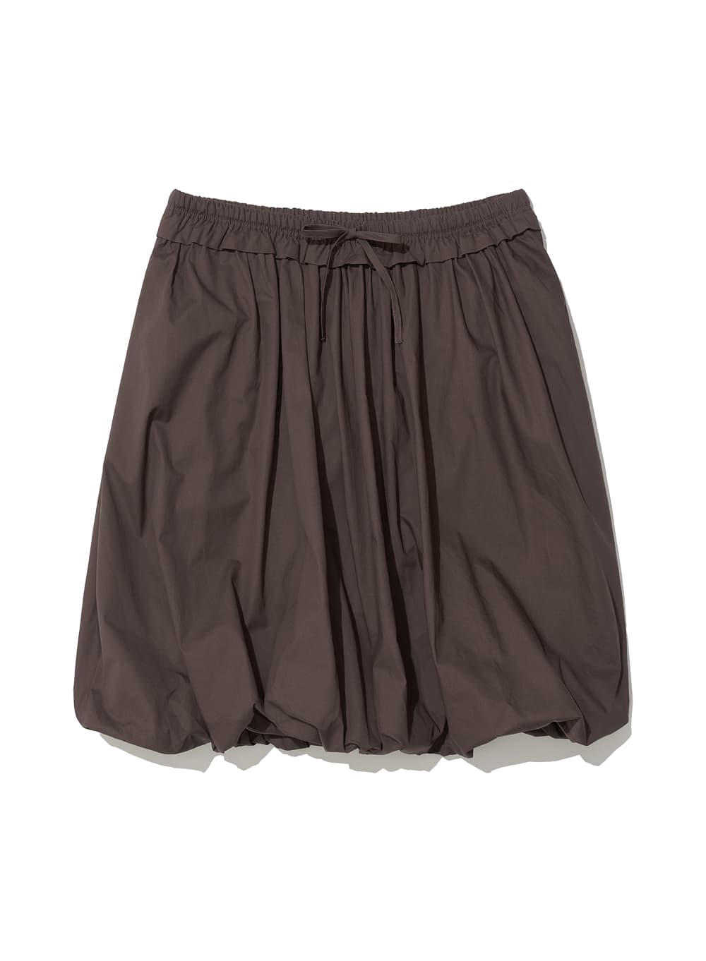 FRILL WAIST PUFF MIDI SKIRT_BROWN