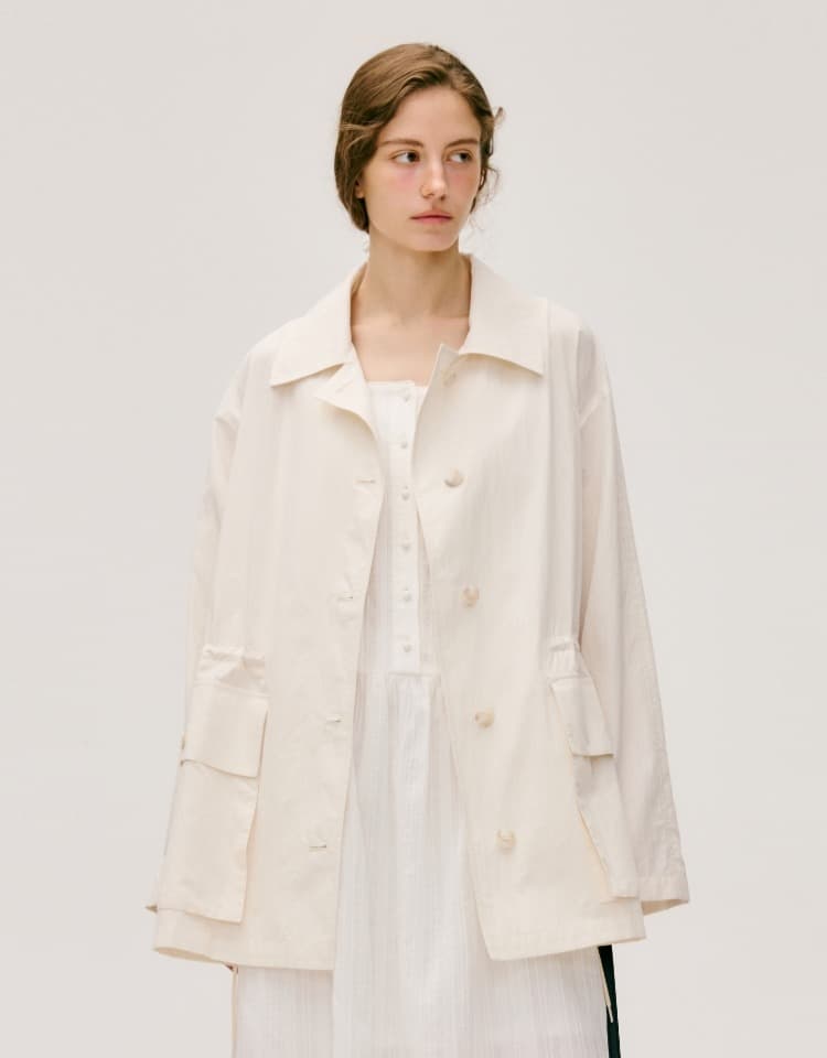 string detail half jacket - off white