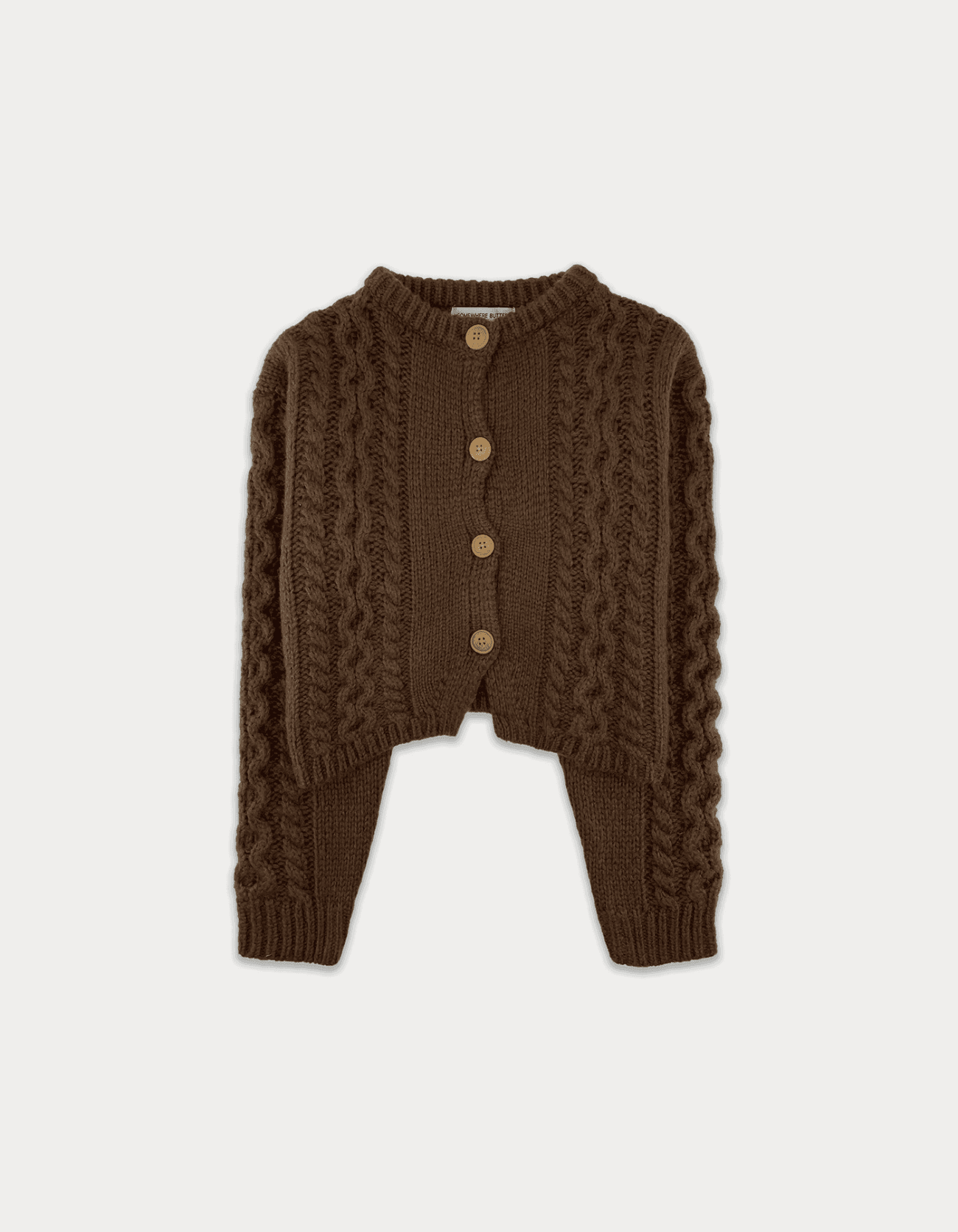 Woodbutton Cable Cardigan - Brown