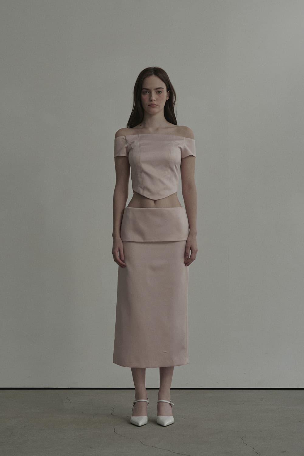Flipped Satin Long Skirt - Pink