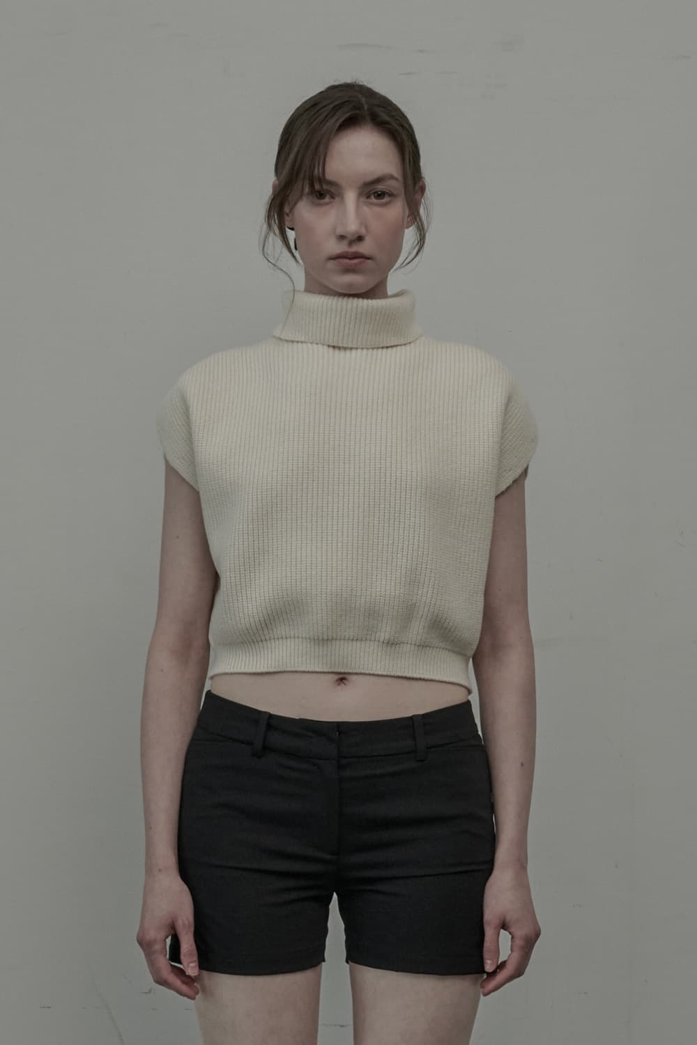 Haze Turtleneck Knit Vest - Cream
