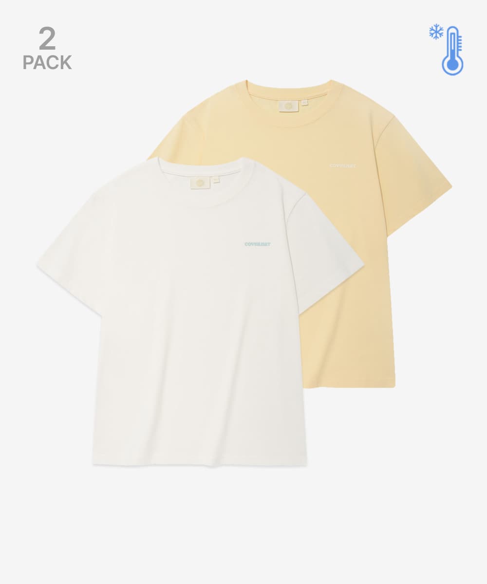 우먼 쿨코튼 에센셜 2PACK 티셔츠 버터+화이트
