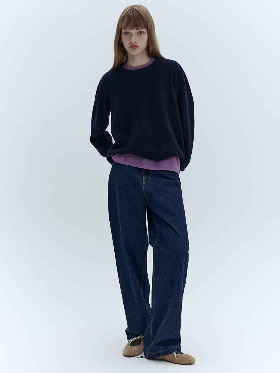 커브드 데님 팬츠_BLUE