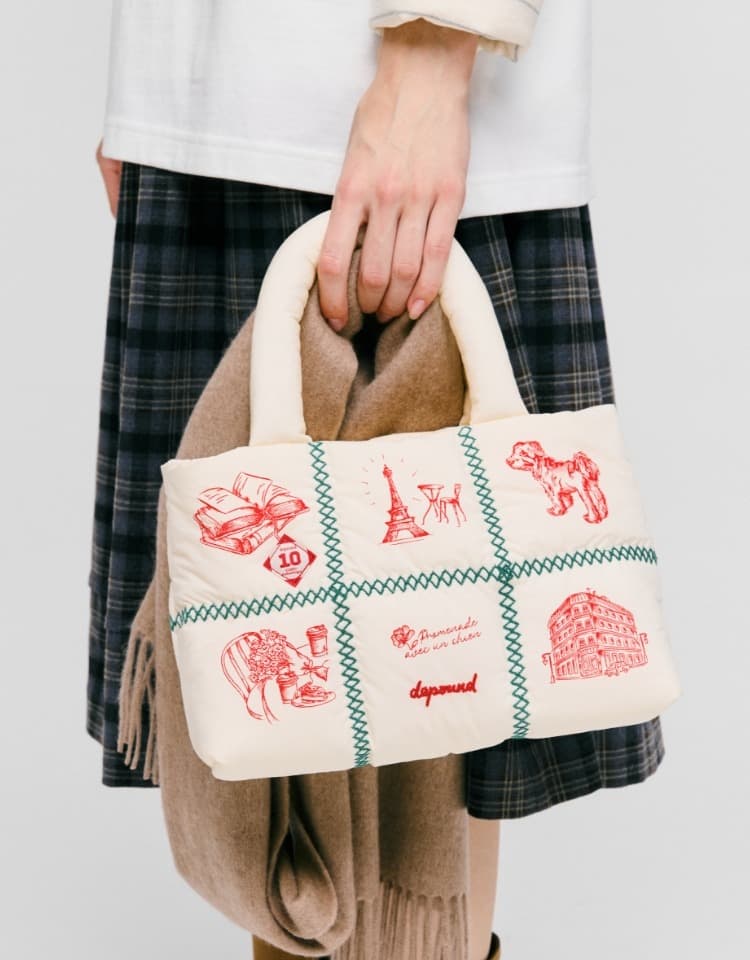 (10th) padded tote bag - ivory