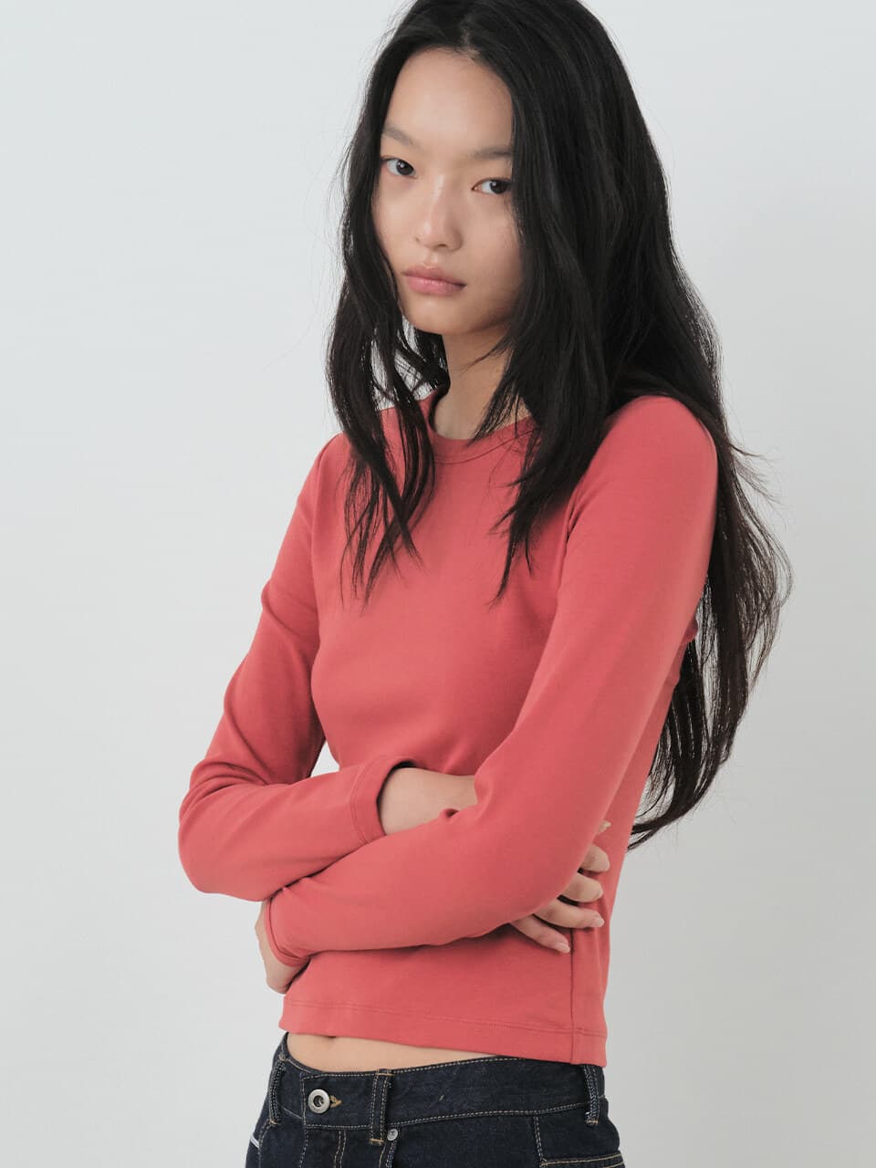 코튼 라운드 긴팔 티셔츠(Trend)_4COLORS