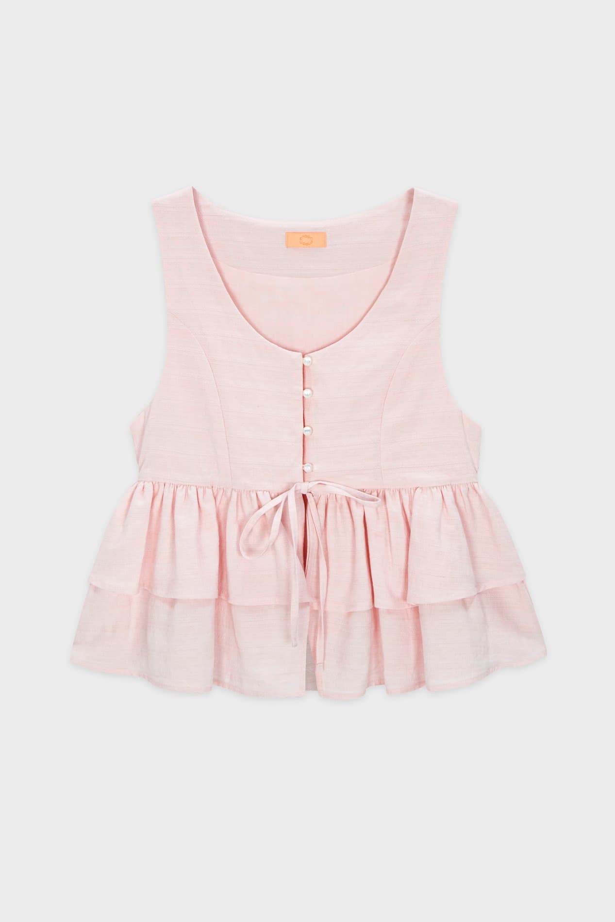V-Neck Vest Tiered Blouse (Light Pink)