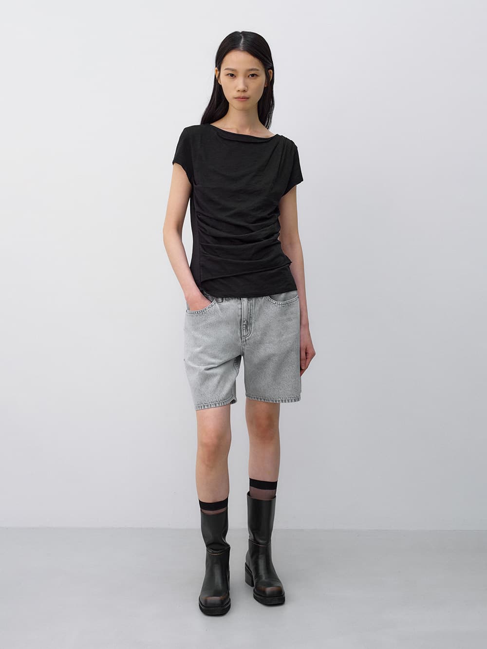 로우 버뮤다 팬츠 WASHED GREY