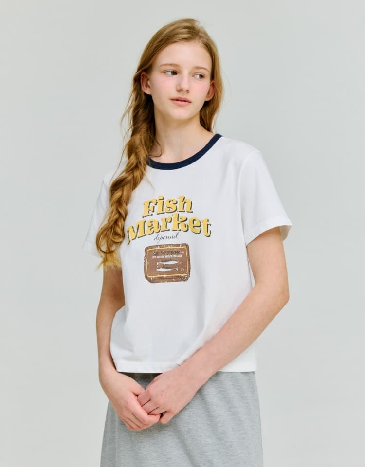 fish market graphic t-shirt - white