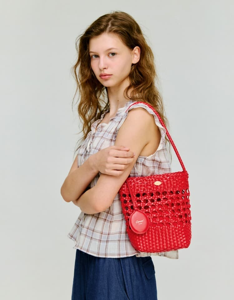 handcrafted weaving bag (shoulder) - red (S)