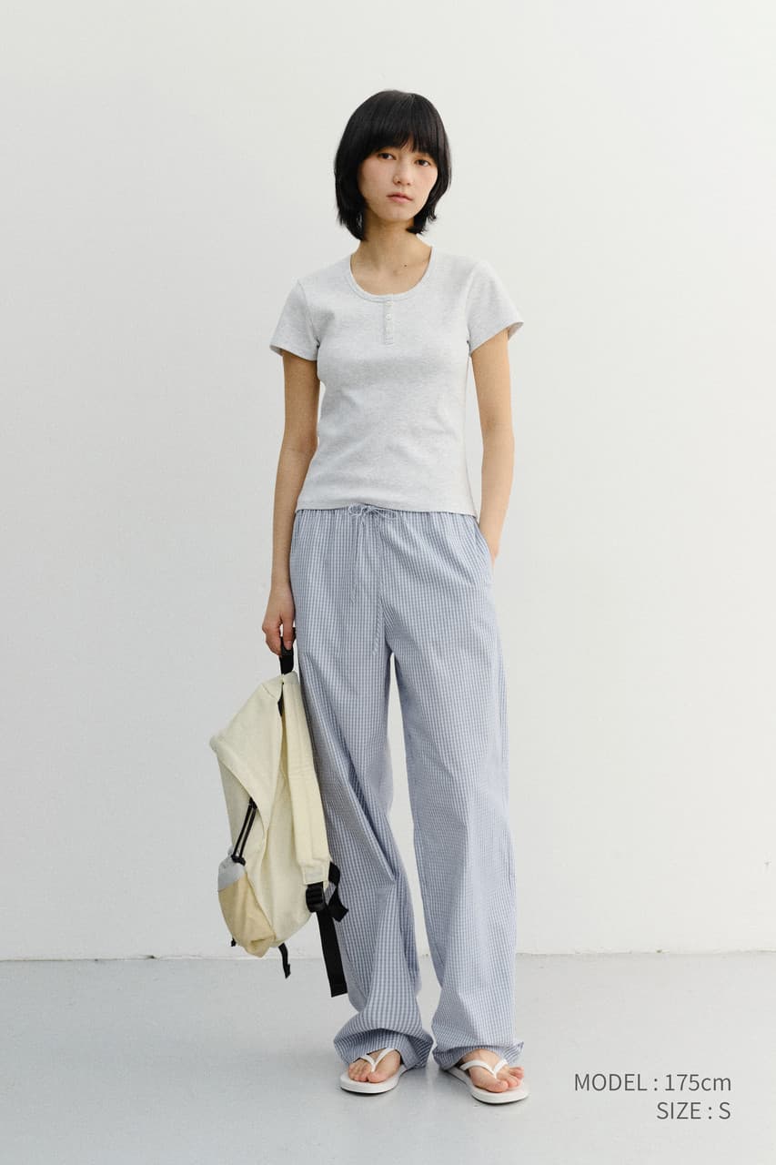 PAJAMA STRING PANTS SOFT BLUE CHECK_UDPA6B222B1