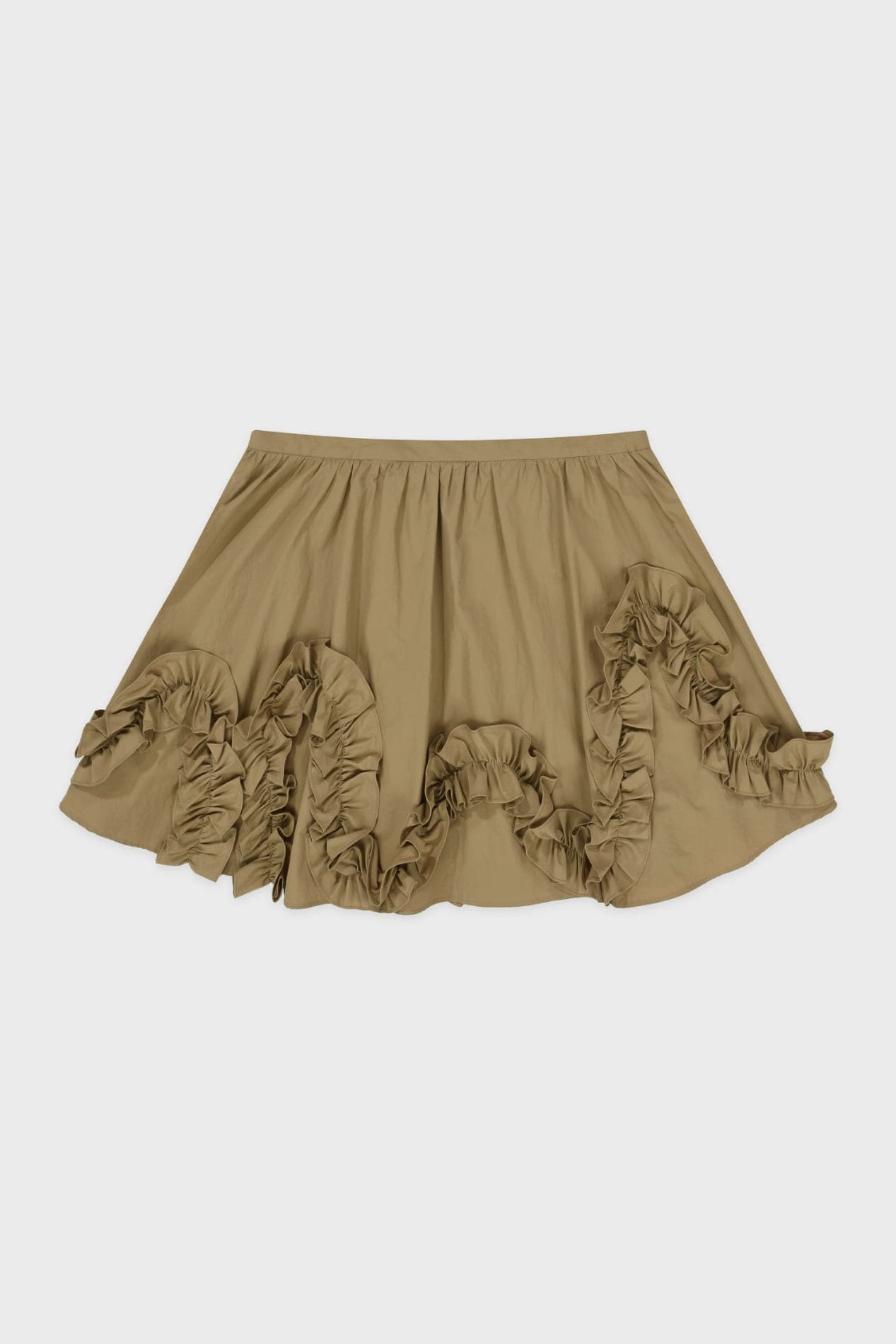 Sinoon Shirred Ruffle Skirt (Beige)