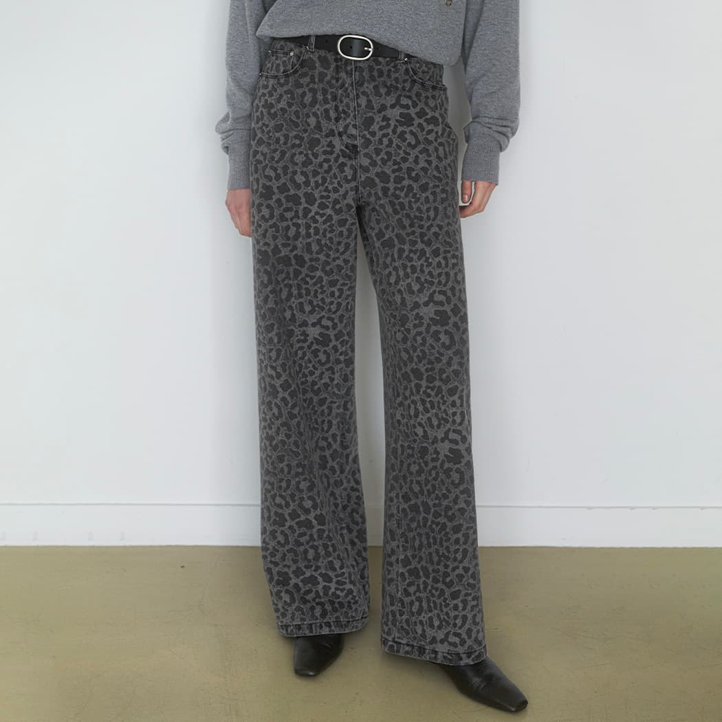 (PT-5736)WARM LEOPARD WIDE LEG PANTS