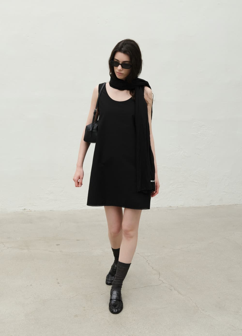 Lace Point Mini Dress - Black