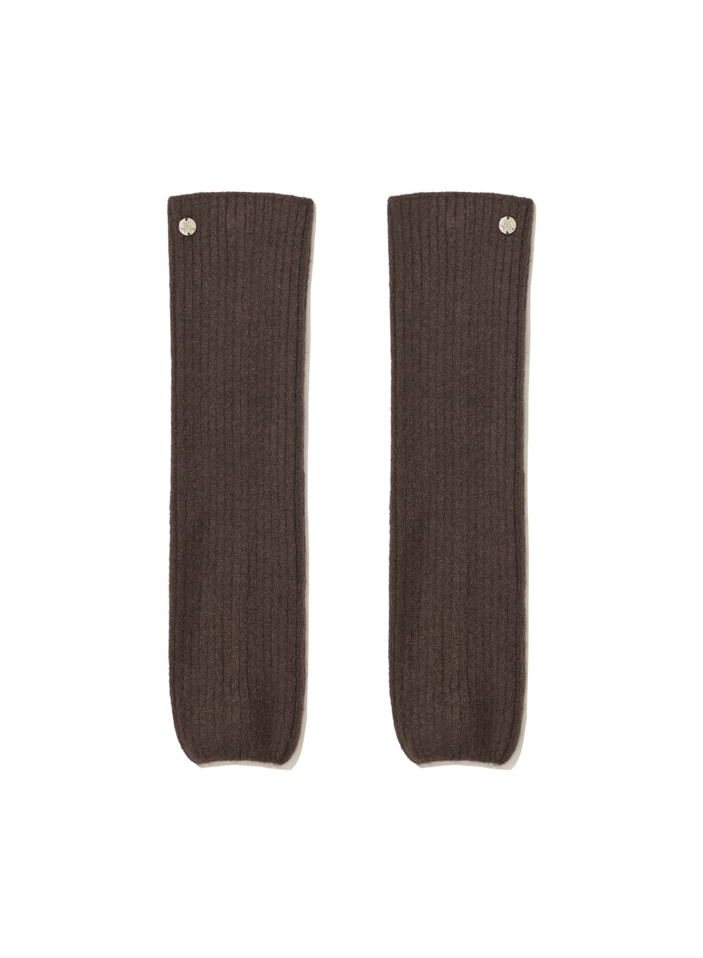 BUTTON POINTED RIBBED LEG WARMER_BROWN