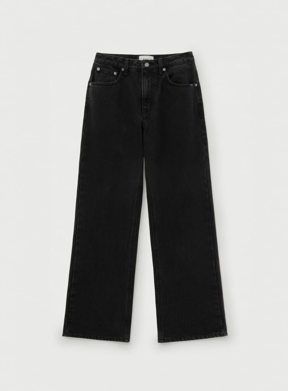 (W) Straight Semi Loose Fit Denim Pants - Black