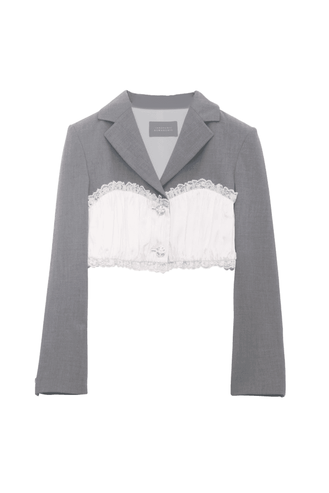 Jacket_Lace Bustier Cropped Jacket (Gray)