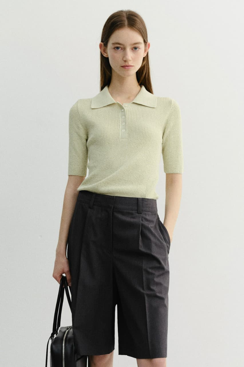 BUTTONED SLIM POLO KNIT MINT_UDSW6B231T1