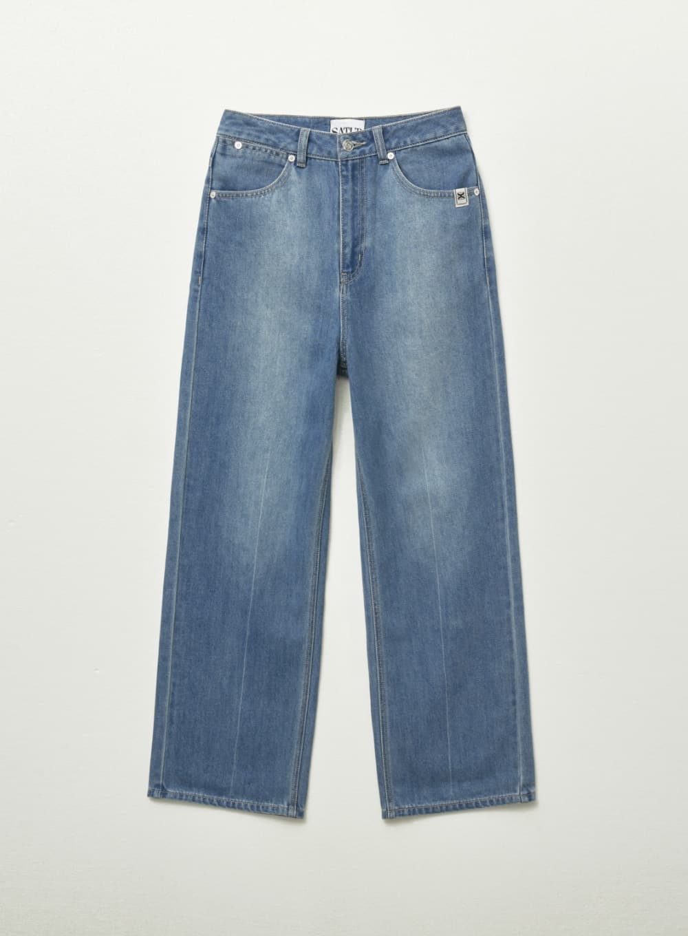 (W) Linen Relaxed Denim Pants - Blue
