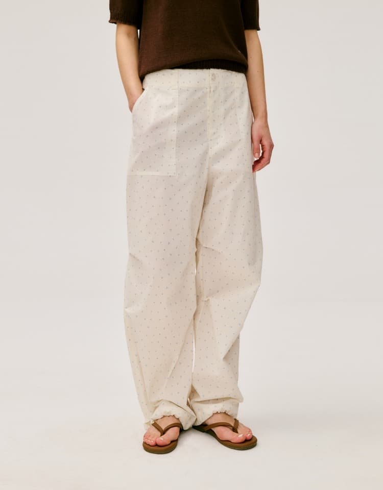 flower banding pants - ivory