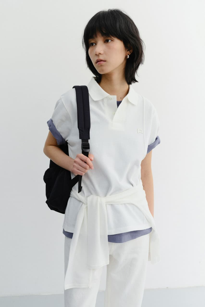 UNISEX LEATHER LOGO POLO SHIRT OFF WHITE_UDTS6B122OW