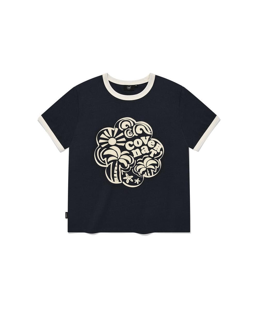 우먼 클로버하트 링거 티셔츠 Navy