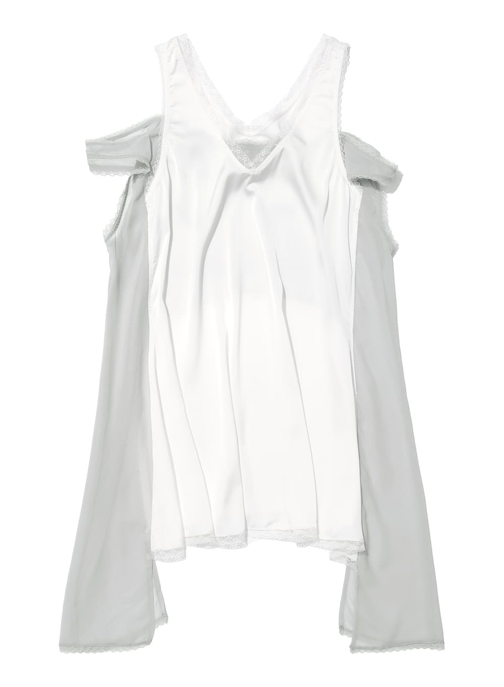 ASYMMETRIC LACE TRIM SLIP DRESS_WHITE
