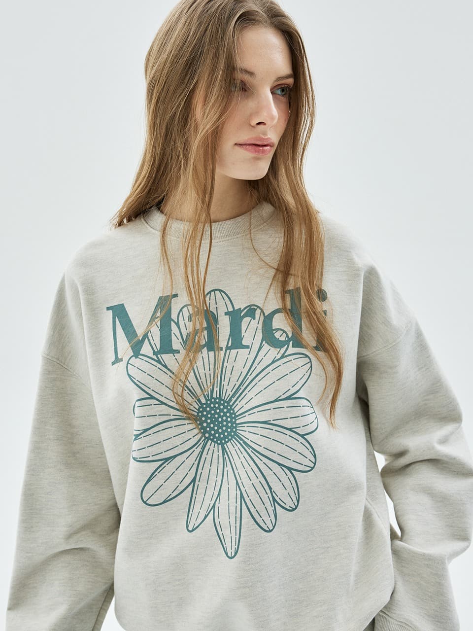 SWEATSHIRT FLOWERMARDI_OATMEAL MINT