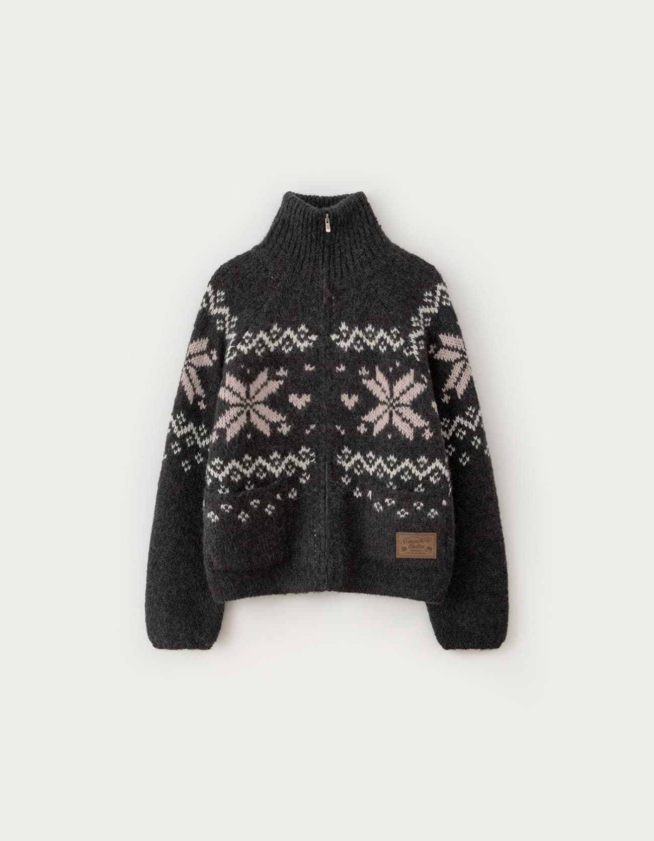 Igloo Nordic Knit Zip-Up Jumper - Charcoal