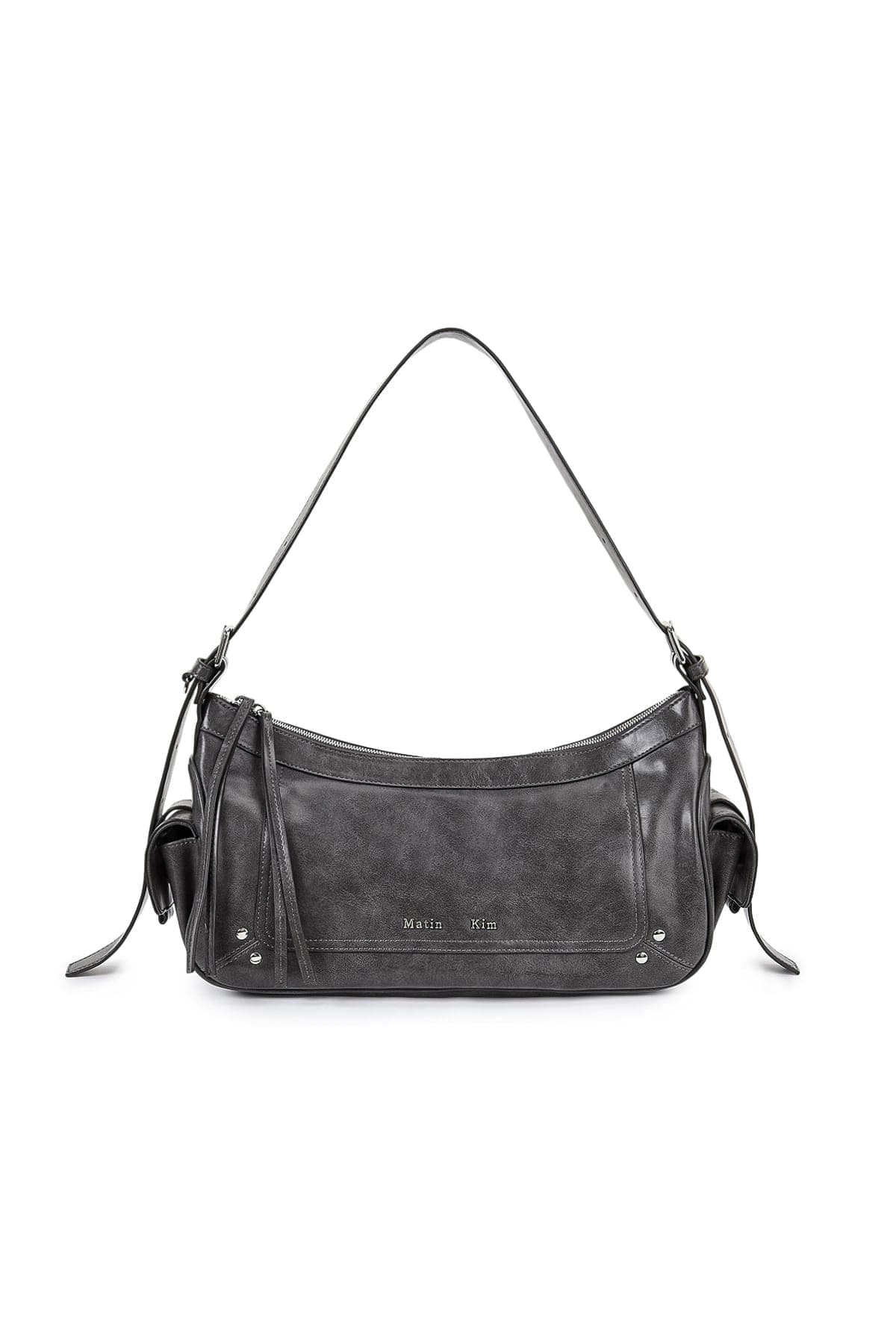 RIVET POINT QUAD SHOULDER BAG IN CHARCOAL