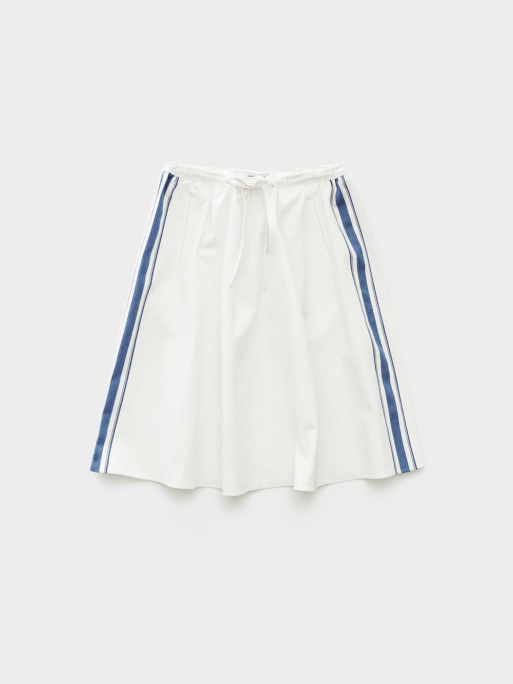 Drawstring Midi Skirt_Blue Stripe