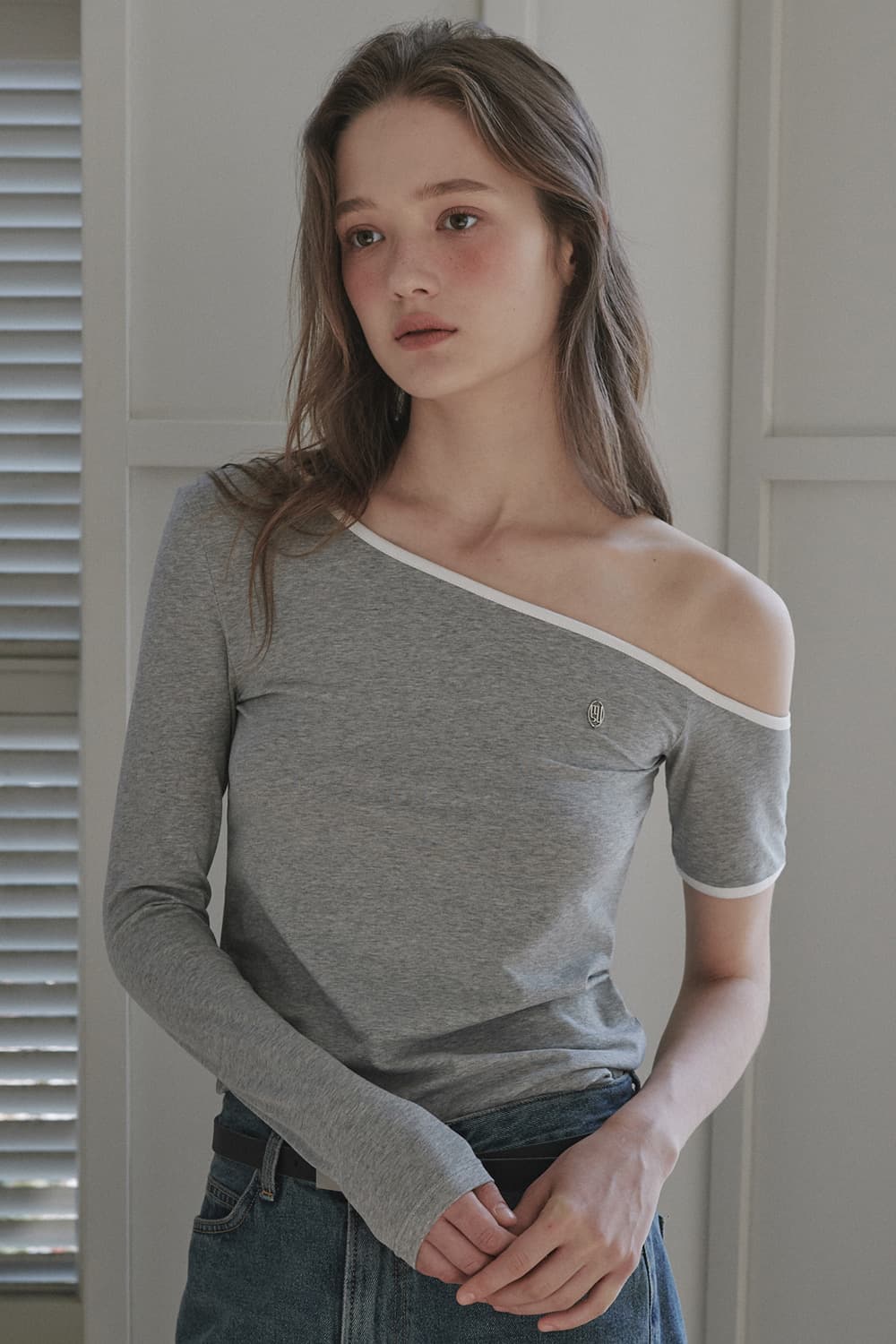 Marie Cut Out Linger T-Shirt - Grey