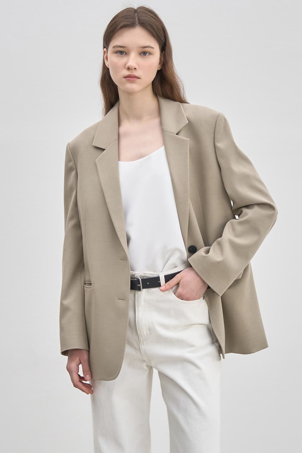 Relax-fit basic jacket Beige [N6SJK02]